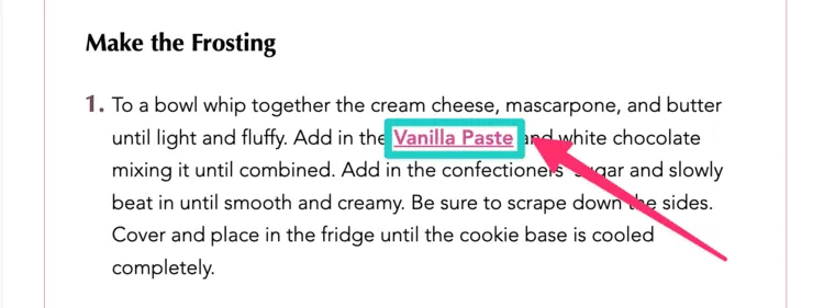 A screenshot from The Kitchen Whisperer's website of a Tasty Link affiliate link in a recipe card.