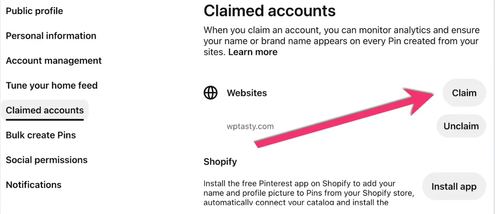 Claim your website to learn how to promote your blog on Pinterest
