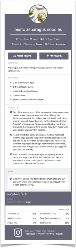Tasty Recipes Bold Recipe Card Example