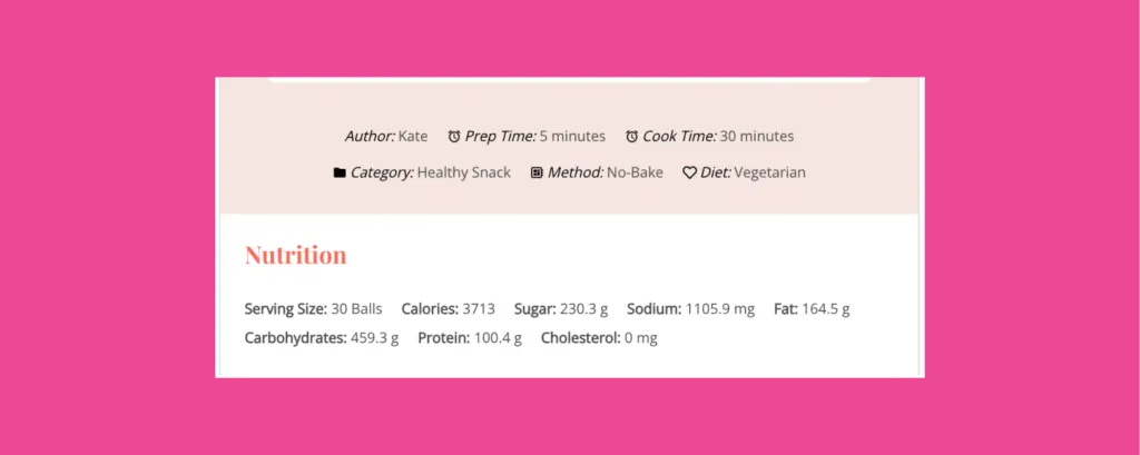 A graphic showing nutrition facts in a Tasty Recipes Lite recipe card