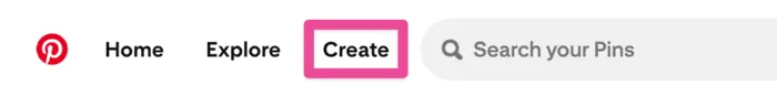 An image showing where the "Create" pin button is on a personal Pinterest account