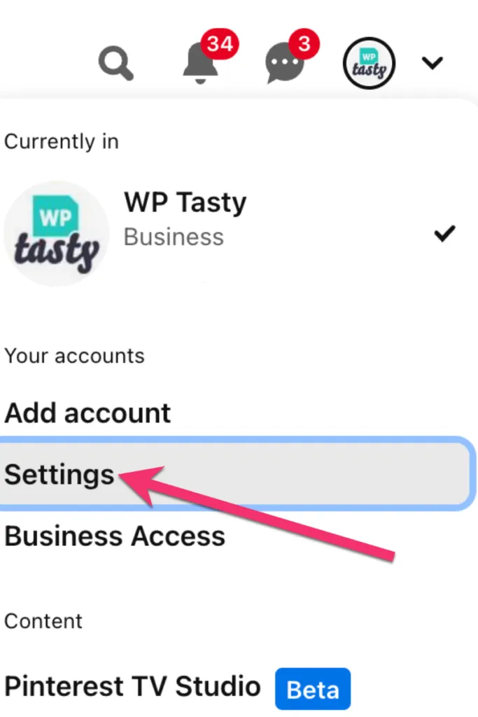 Pinterest Settings