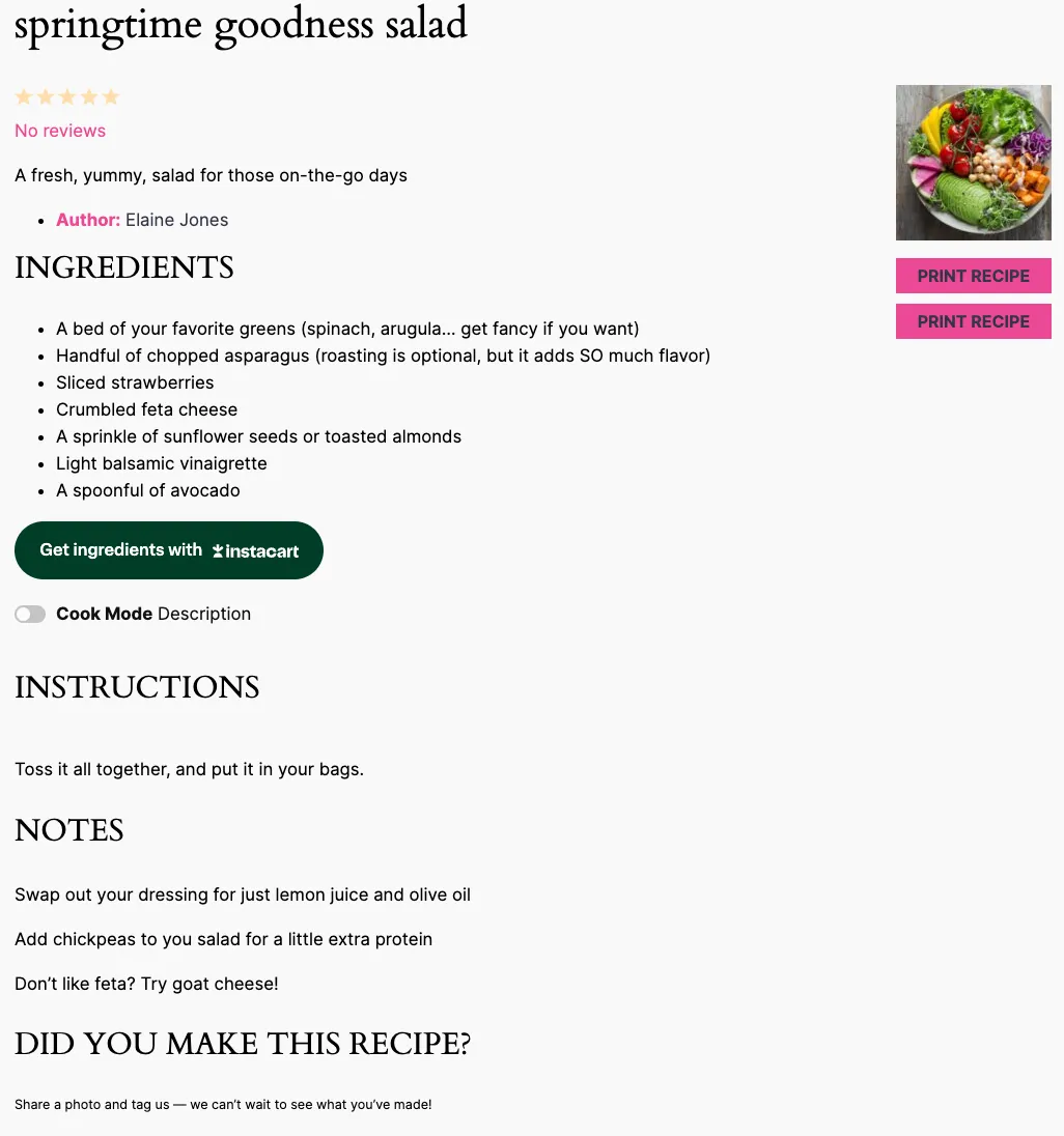 Tasty Recipes Default Recipe Card Example