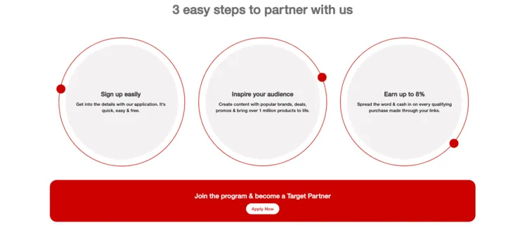 Target's banner for how to become an affiliate partner with them.