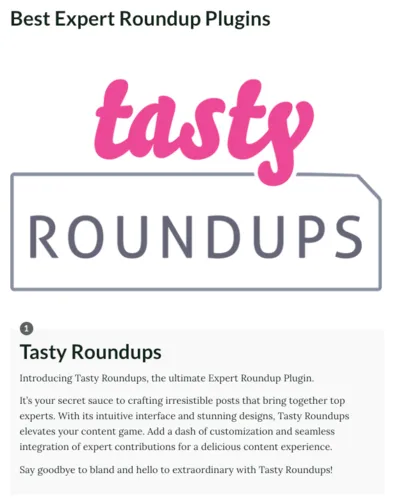Tasty Roundups is perfect for an expert roundup