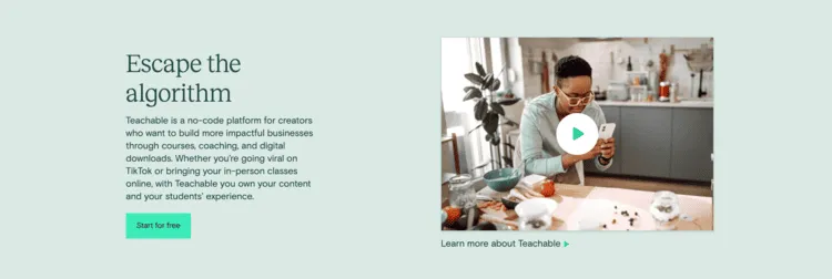 Teachable has one of the best education affiliate programs for teachers and educational creators.