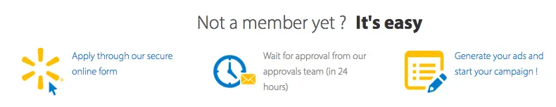 Screenshot of landing page for Walmart's affiliate program