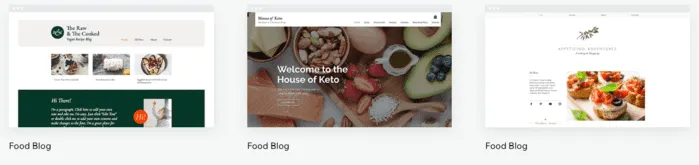 A screen shot showing Mix's food blog themes