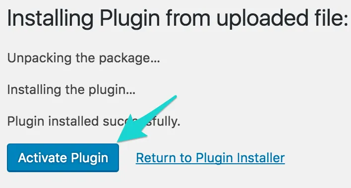 Activate plugin button after installation