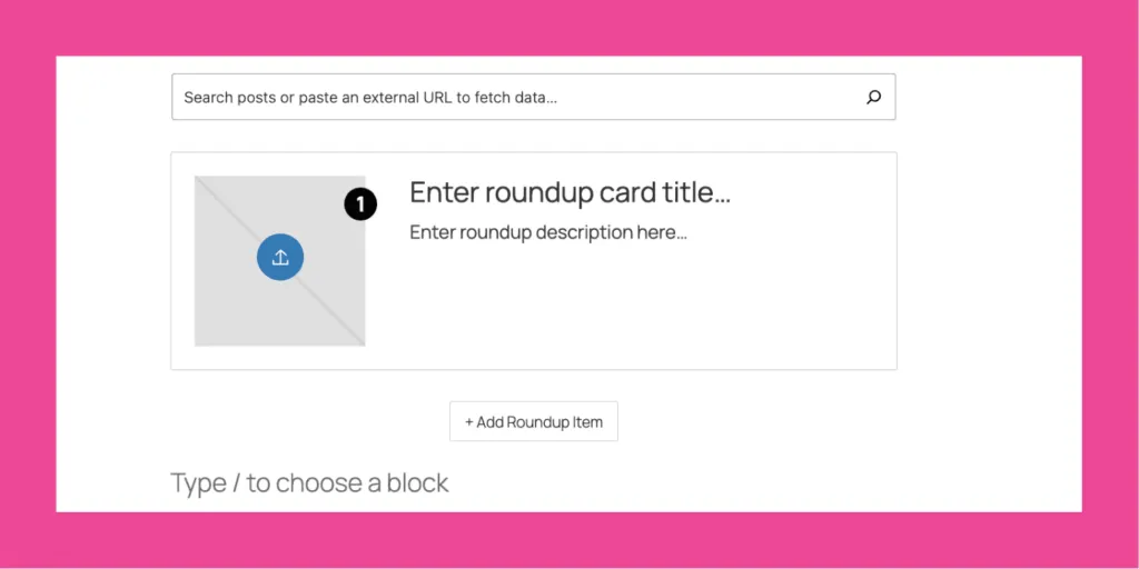 Blank Tasty Roundup card ready to add title, image, and description.