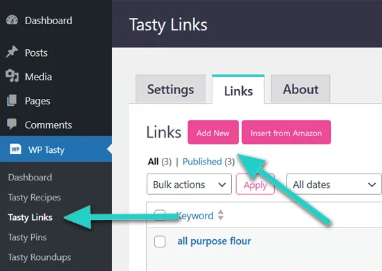 Create a new Tasty Link