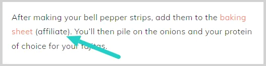 Affiliate link with the text (affiliate) after it