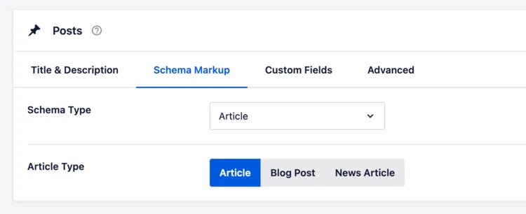 A screenshot of AIOSEO's schema markup settings.