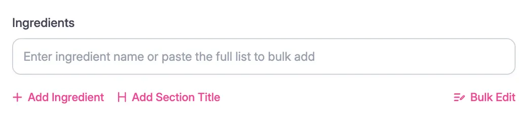 WP Tasty Recipe Builder Bulk Edit Option