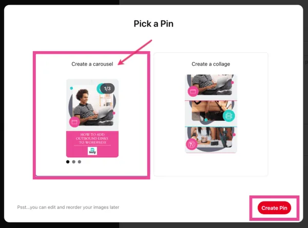 An image showing how to create
Pinterest carousel ads in Pinterest