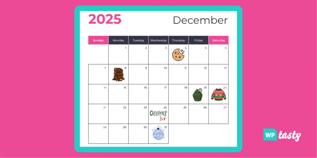 December content calendar with key December blog post ideas and holidays marked.