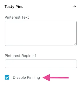 Disable pinning on single image