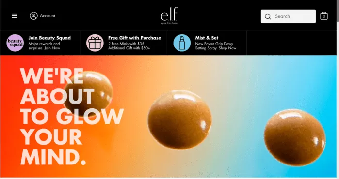 Elf cosmetics banner