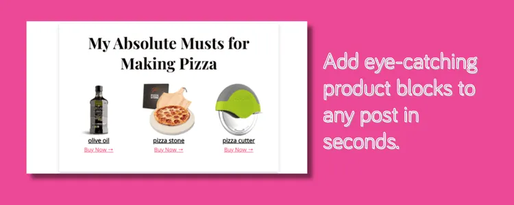 Example of a product roundup block with pizza tools