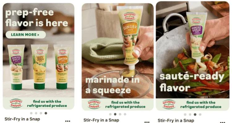 An example of Pinterest carousel ads from Gourmet Garden