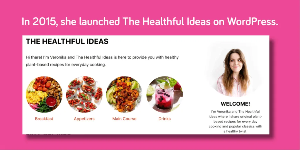 Homepage banner of The Healthful Ideas blog after relaunching on WordPress in 2015.