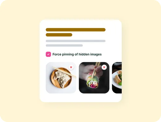 Force pinning of hidden images setting with a gallery of images marked as not pinnable
