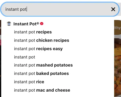 An image of the Pinterest suggested search