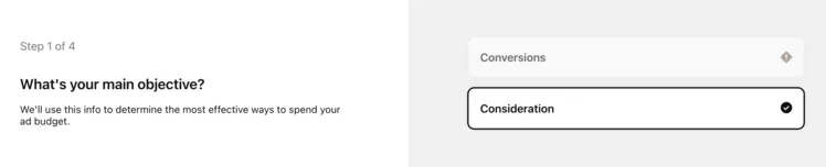 Pinterest campaign question: what's your main objective for your ad campaign?