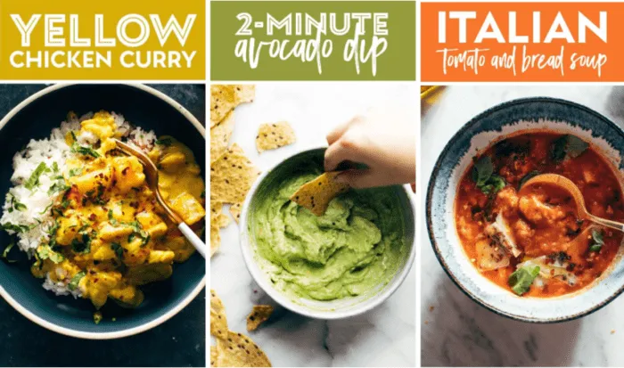 An example showing a trio of recipes with clear, crisp Pinterest images.
