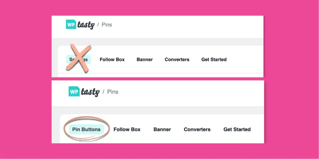 In Tasty Pins, the old Settings tab is now Pin Buttons — one place to control Save buttons.