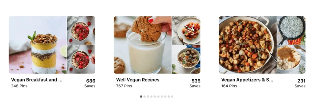 Pinterest top performing boards