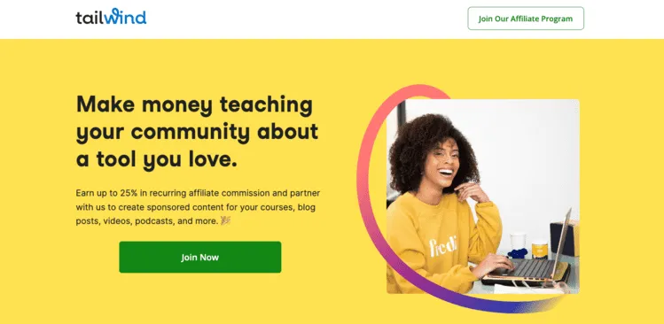 Tailwind affiliate program banner