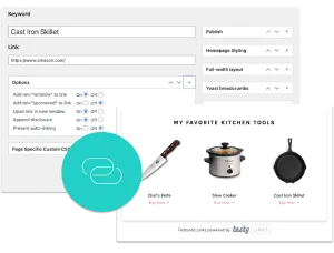 Tasty Links product image with admin options.