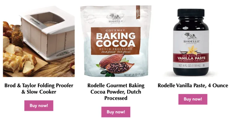 Images of affiliate links on The Kitchen Whisperer's blog turned into clickable images from Tasty Links
