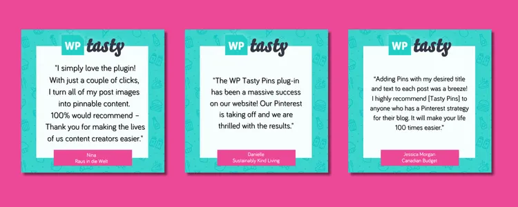 Tasty Pins testimonials from happy bloggers