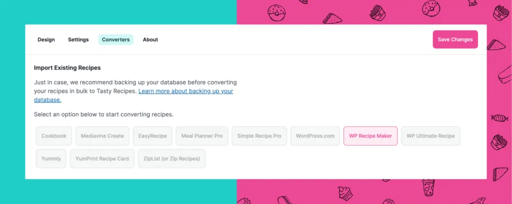 Tasty Recipes Converters tab featuring the refreshed recipe import layout with conversion options from multiple plugins.