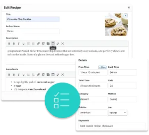 Tasty Recipes product image with admin options.