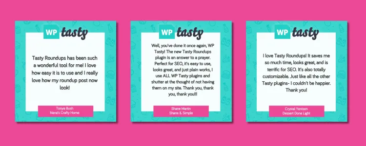 Tasty Roundups Testimonials graphic