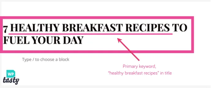 An image showing an examploe of how to use keywords in a blog post title.