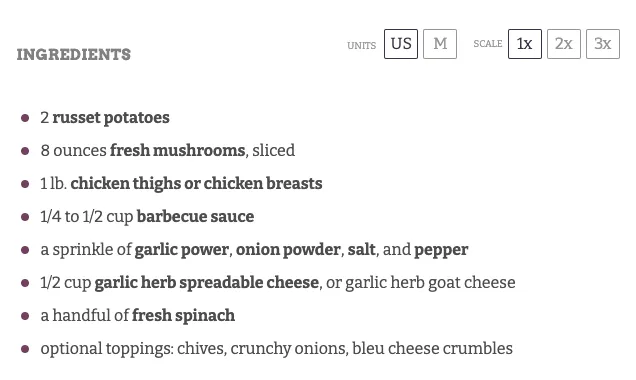 unit conversion example from Pinch of Yum