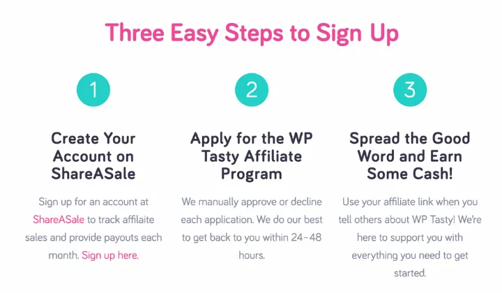 WP Tasty affiliate signup process