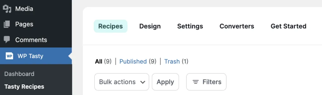WP Tasty Recipes - Recipe Explorer Recipes Tab