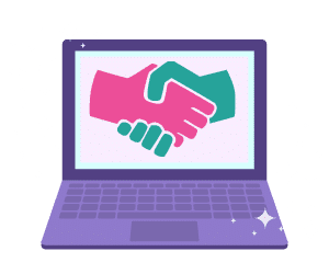 Laptop icon with handshake symbol
