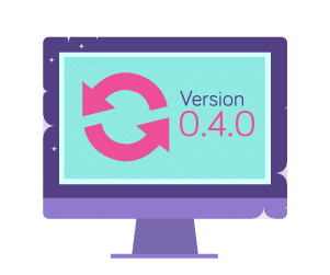 Icon of a computer with "version 0.4.0" on the screen