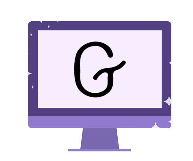 Icon of computer screen with the Gutenberg "G" logo on it