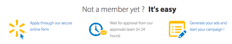 Screenshot of landing page for Walmart's affiliate program