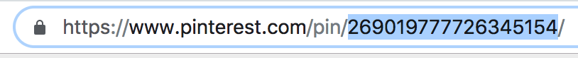 Pinterest URL with the long string of numbers highlighted in blue
