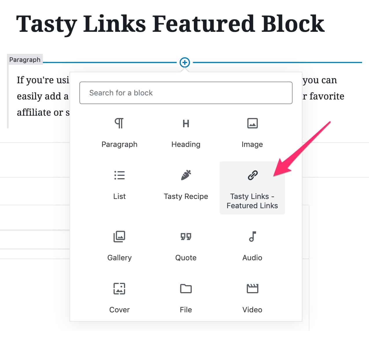 How to add affiliate links in WordPress using feature blocks