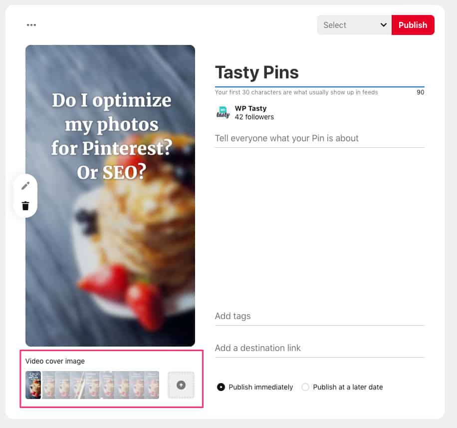 video pin setup in Pinterest 