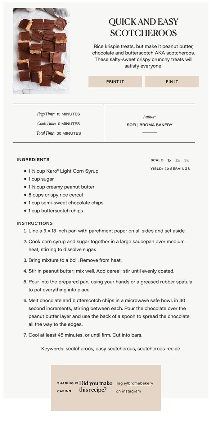 Screenshot of Broma Bakery recipe